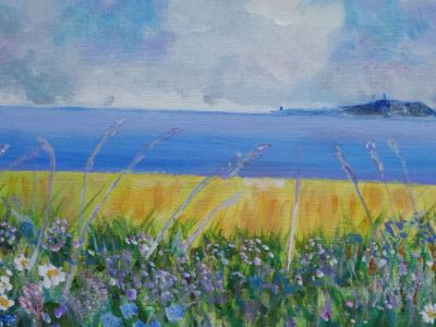 Fiona McNeish - Acrylic - Summer Fields towards Isle of May
